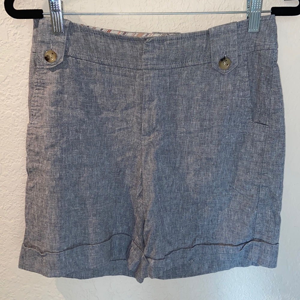 Womyn Size 2 Size M Linen Blend Bermuda Shorts